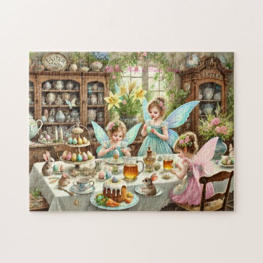 Fairy Easter Kitchen Whimsical Tea Party Scene Legpuzzel (Horizontaal)