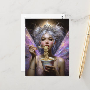 Fairy Eating Ramen Briefkaart
