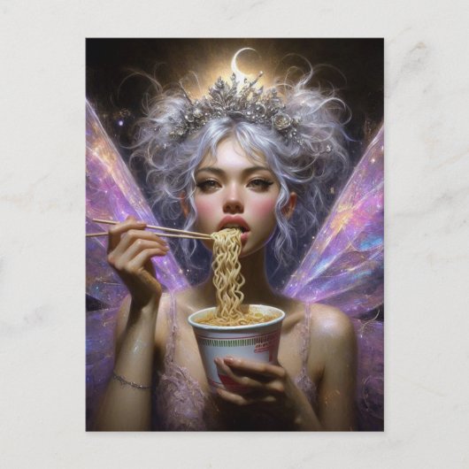 Fairy Eating Ramen Briefkaart (Voorkant)