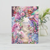 Fairy Eenhoorn Dank je wel Bedankkaart (Staand voorkant)