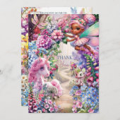 Fairy Eenhoorn Dank je wel Bedankkaart (Voorkant / Achterkant)