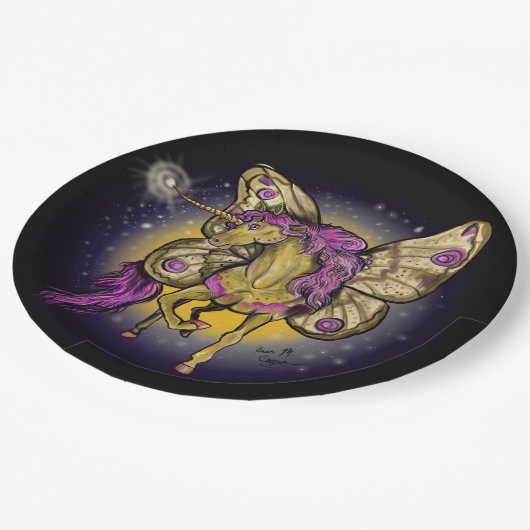 Fairy Eenhoorn Gele Keizer Moth Papieren Bordje (Gekanteld)