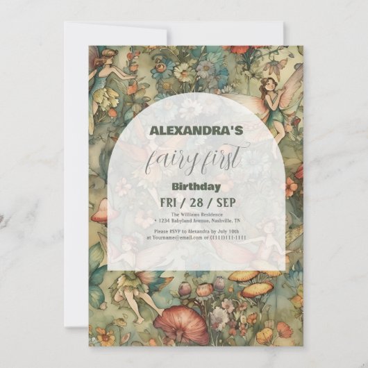 Fairy eerste 1e verjaardag Enchanted Forest Kaart (Voorkant)