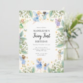 Fairy eerste 1e verjaardag magische tuin kaart (Staand voorkant)