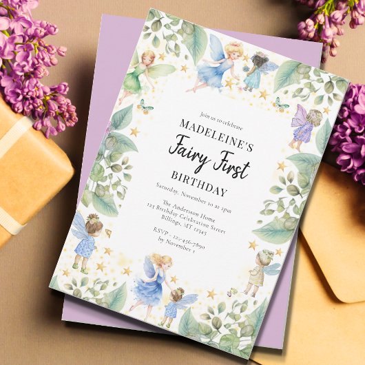 Fairy eerste 1e verjaardag magische tuin kaart