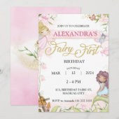 Fairy Eerste 1e Verjaardag Meisje Bos Paddestoel Kaart (Voorkant / Achterkant)