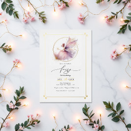 Fairy eerste 1e verjaardag partij folie uitnodiging