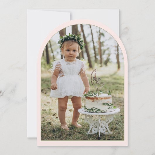 Fairy Eerste Aangepaste Foto Roze Sage 1e Verjaard Kaart (Achterkant)