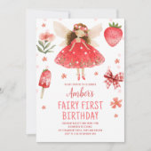 Fairy eerste aardbeienfee verjaardag kaart (Voorkant)
