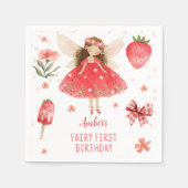 Fairy eerste aardbeienfee verjaardag servet (Voorkant)