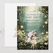 Fairy eerste betoverde bos meisje 1e verjaardag kaart (Voorkant / Achterkant)