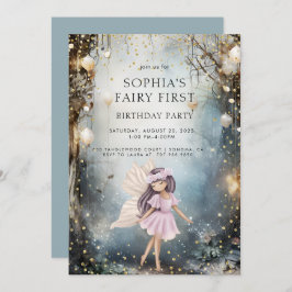 Fairy eerste betoverde bos meisje 1e verjaardag kaart