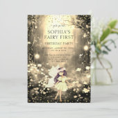 Fairy eerste betoverde bos meisje 1e verjaardag kaart (Staand voorkant)