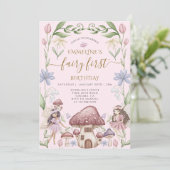 Fairy eerste betoverde bos meisje 1e verjaardag kaart (Staand voorkant)