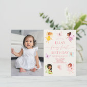 Fairy eerste betoverde feeën 1e verjaardagsfeest kaart (Staand voorkant)