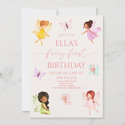 Fairy eerste betoverde feeën 1e verjaardagsfeest kaart (Voorkant)