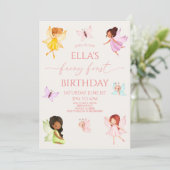 Fairy eerste betoverde feeën 1e verjaardagsfeest kaart (Staand voorkant)