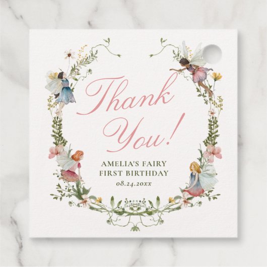 Fairy eerste bloemenkroeg bedankjes labels (Achterkant)