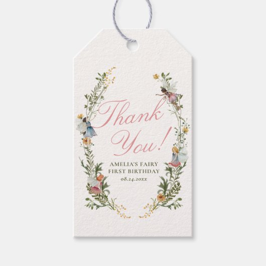 Fairy eerste  bloemenkroeg cadeaulabel (Voorkant)