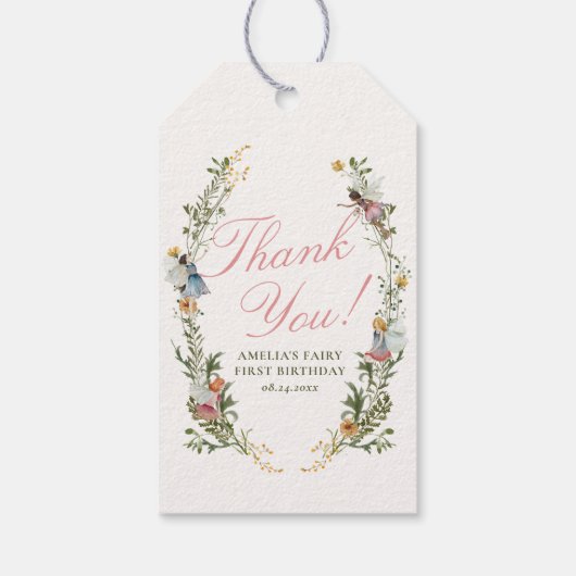 Fairy eerste  bloemenkroeg cadeaulabel (Achterkant)