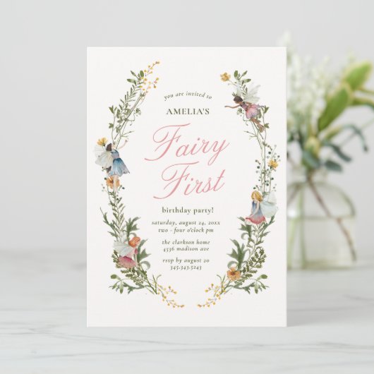 Fairy eerste  bloemenkroeg kaart (Staand voorkant)