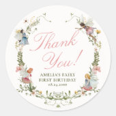 Fairy eerste  bloemenkroeg ronde sticker (Voorkant)