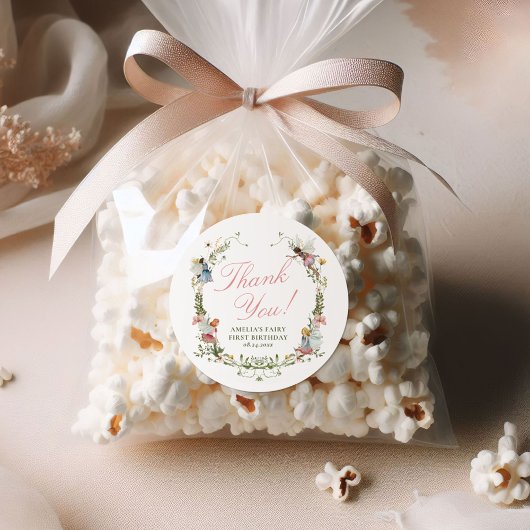 Fairy eerste  bloemenkroeg ronde sticker