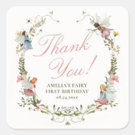 Fairy eerste  bloemenkroeg vierkante sticker