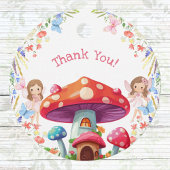 Fairy eerste bloemenmeisje 1e verjaardag Dank u Bedankjes Labels