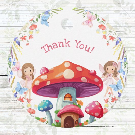 Fairy eerste bloemenmeisje 1e verjaardag Dank u Bedankjes Labels