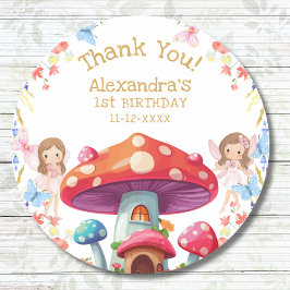 Fairy eerste bloemenmeisje 1e verjaardag Dank u Ronde Sticker