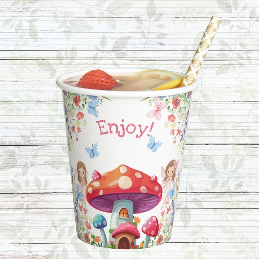 Fairy eerste bloemenmeisje 1e verjaardagsfeestje papieren bekers