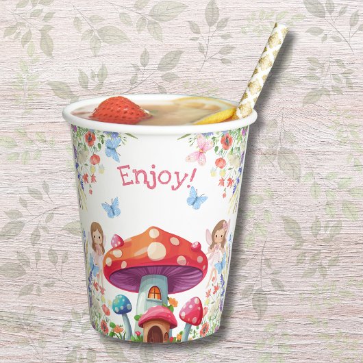 Fairy eerste bloemenmeisje 1e verjaardagsfeestje papieren bekers