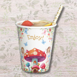 Fairy eerste bloemenmeisje 1e verjaardagsfeestje papieren bekers