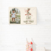 Fairy eerste gepersonaliseerde foto roze 1e verjaa spandoek (Insitu)