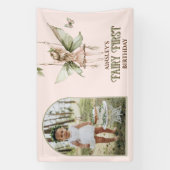 Fairy eerste gepersonaliseerde foto roze 1e verjaa spandoek (Verticaal)