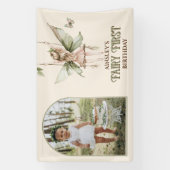 Fairy eerste gepersonaliseerde foto roze 1e verjaa spandoek (Verticaal)