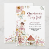 Fairy eerste grillige verjaardagsuitnodiging kaart (Voorkant / Achterkant)