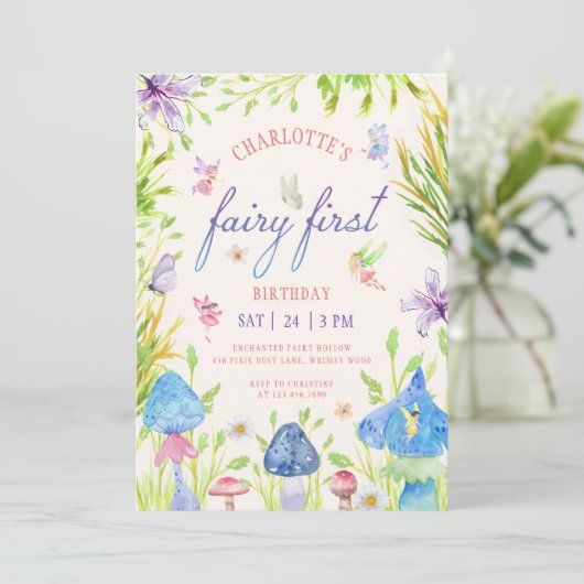 Fairy eerste grillige Waterverf bos Verjaardag Kaart (Staand voorkant)