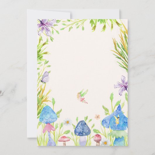 Fairy eerste grillige Waterverf bos Verjaardag Kaart (Achterkant)