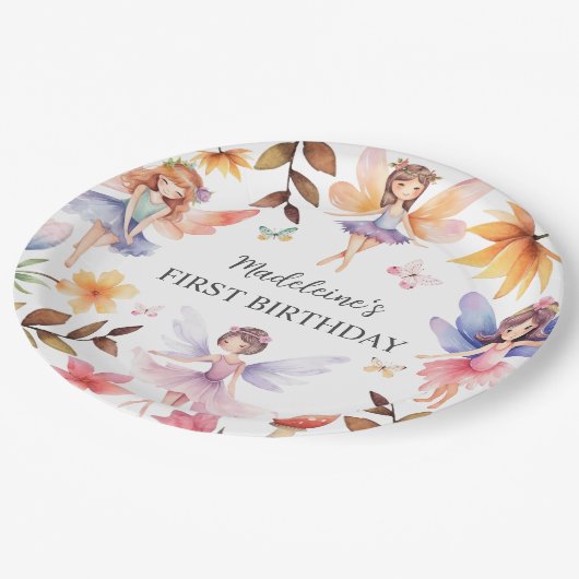 Fairy eerste magische tuin 1e verjaardag papieren bordje (Gekanteld)