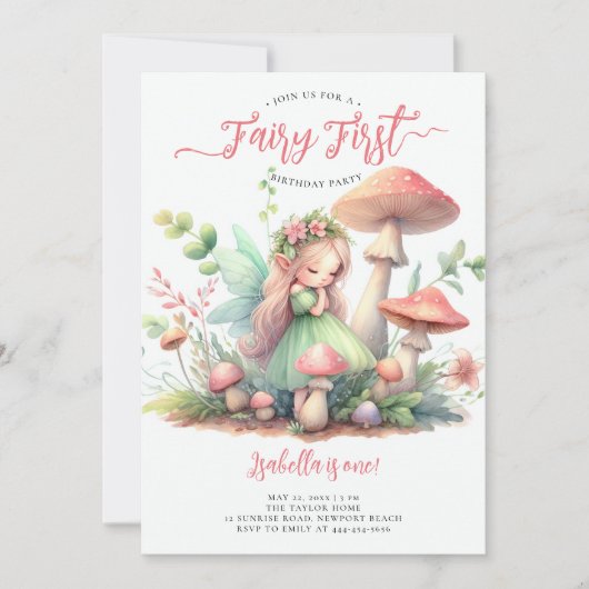 Fairy Eerste Magische Tuin Meisjes 1e Verjaardag Kaart (Voorkant)