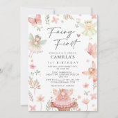 Fairy eerste meisje grillige verjaardagsfeest kaart (Voorkant)