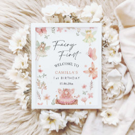 Fairy eerste meisje grillige verjaardagsfeest welk poster