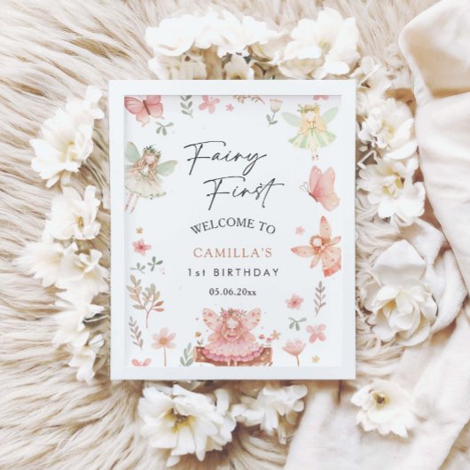 Fairy eerste meisje grillige verjaardagsfeest welk poster