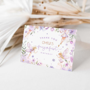 Fairy eerste meisje verjaardagsfeestje bedankkaart