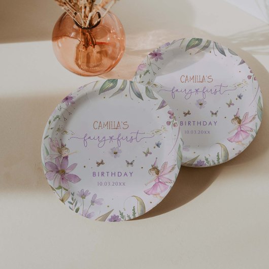 Fairy eerste meisje verjaardagsfeestje papieren bordje