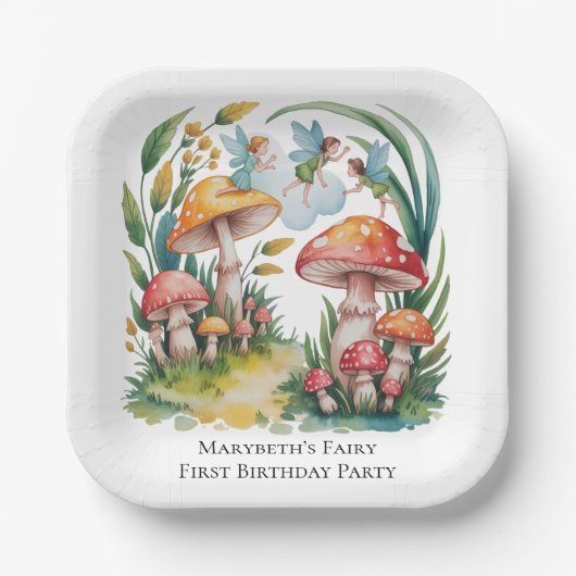 Fairy eerste meisje verjaardagsfeestje papieren bordje (Voorkant)