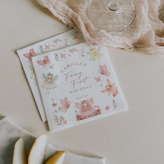 Fairy eerste meisje verjaardagsfeestje servet