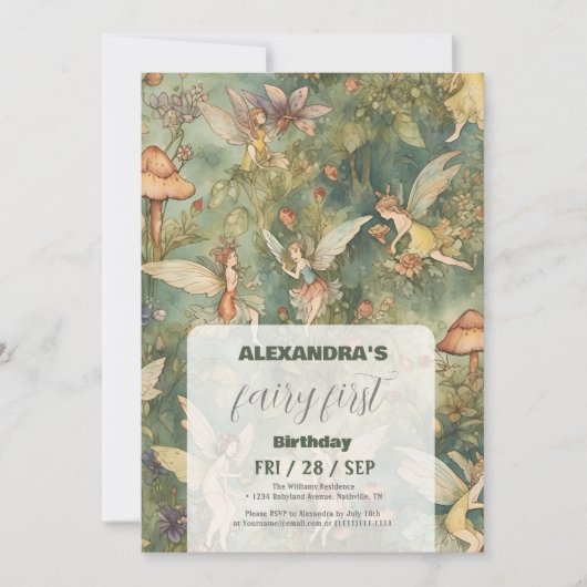  Fairy Eerste Meisje's 1e Verjaardag Kaart (Voorkant)